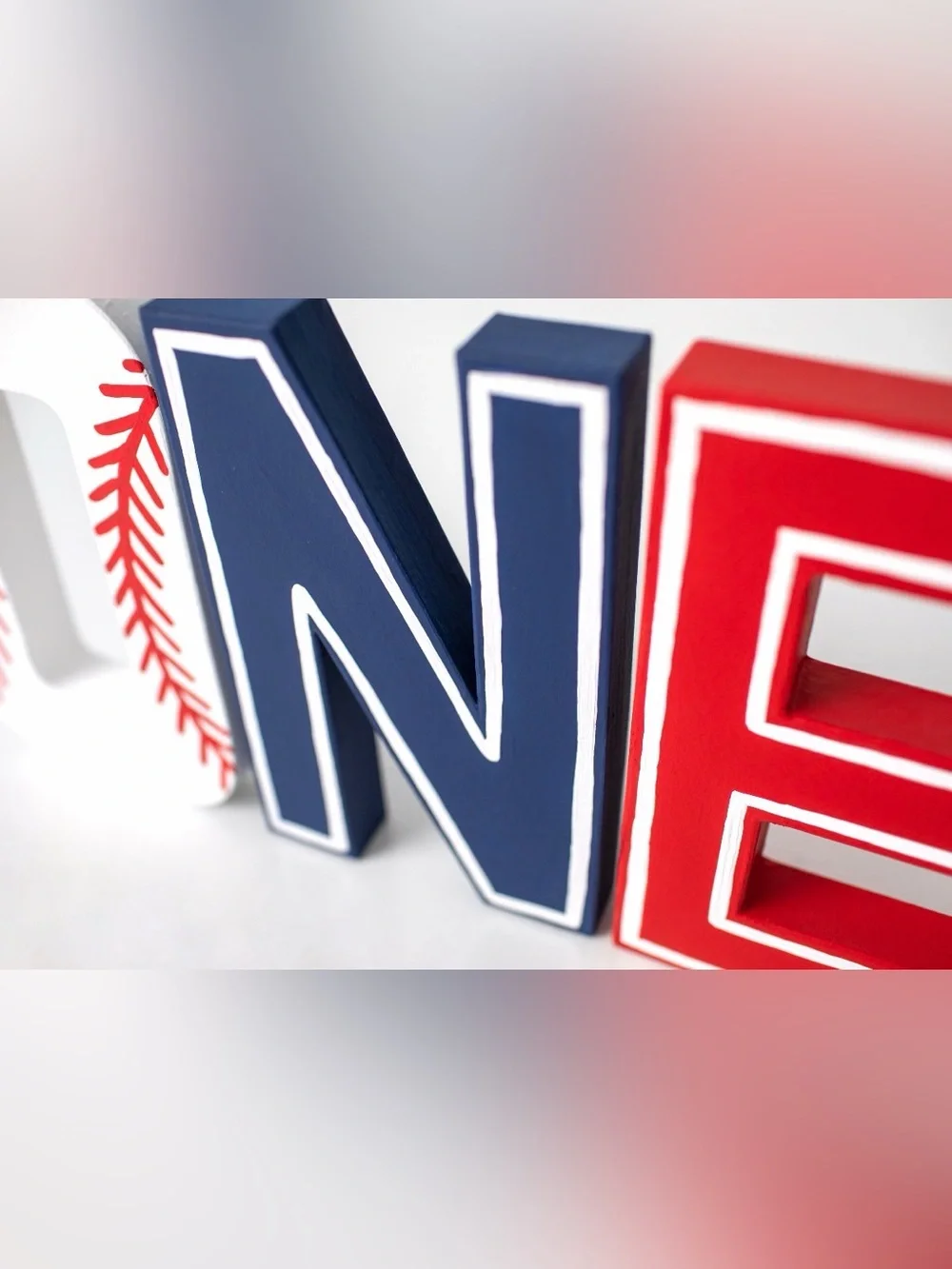 Baseball 1st Birthday Letters: Hand-Painted Paper Mache 'ONE'